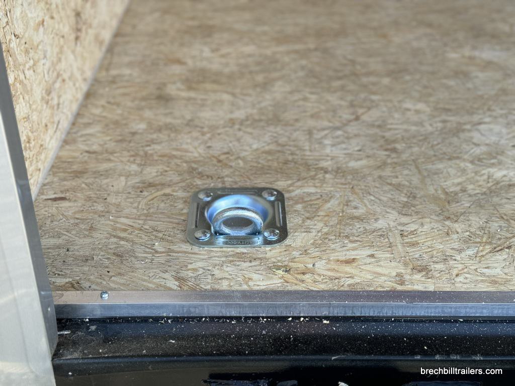 D rings on the floor in the Bravo cargo trailer.