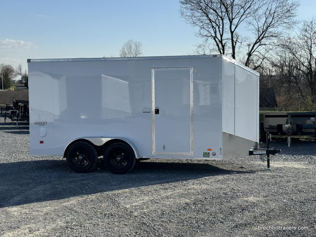 White Bravo 7K Scout Enclosed Cargo Trailer side view