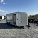 Front of a new Bravo Scout 7K Enclosed Cargo Box Trailer