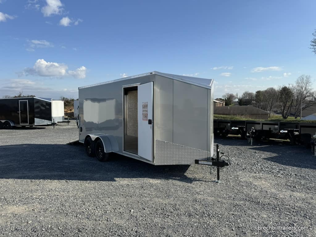 Front of a new Bravo Scout 7K Enclosed Cargo Box Trailer