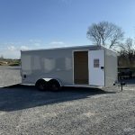 Side door open on the new enclosed trailer.