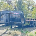 Front view of the gooseneck on a Bwise Heavy Duty 7x16 Dump Trailer