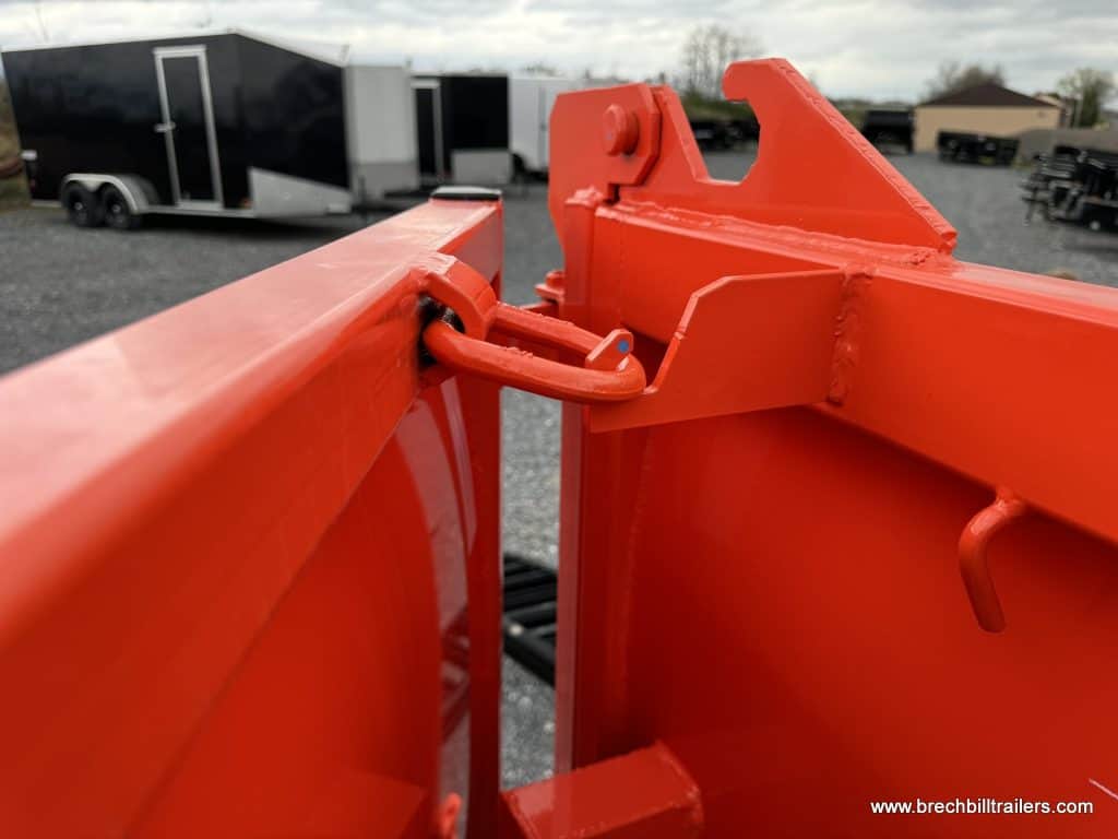 Orange door on a Horizon 14k Dump Trailer High Side