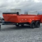 An orange Horizon 14k Dump Trailer High Side with a black frame for sale.