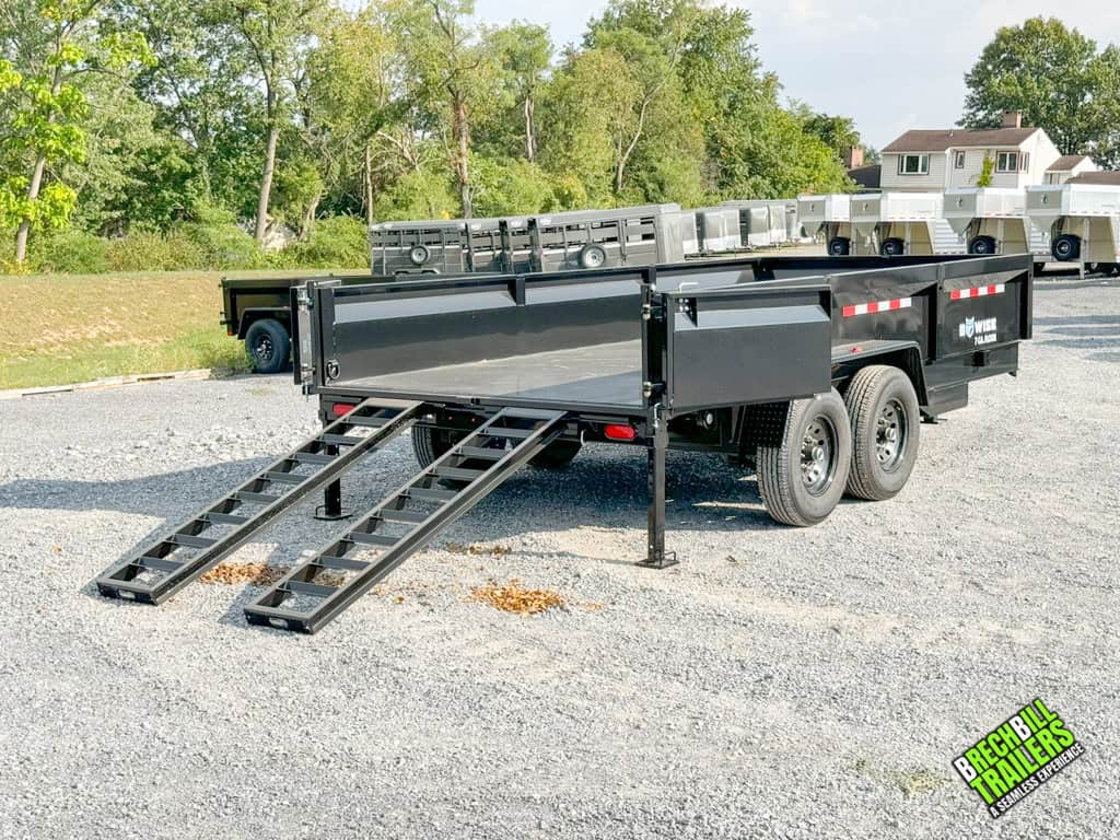 A 7x16 Bwise 14K LP LE Low Pro Dump Trailer for sale.