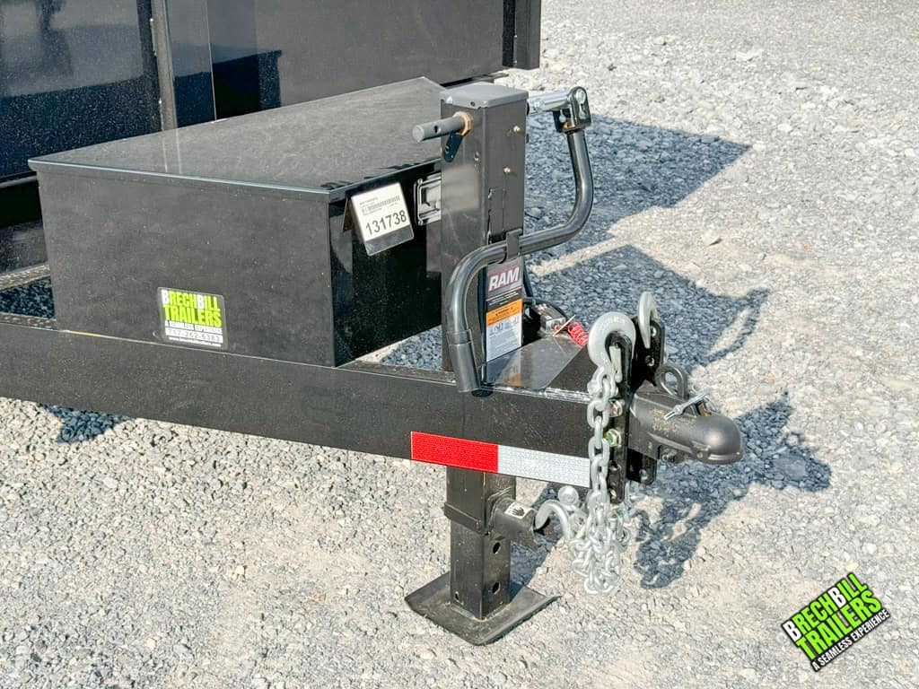Coupler and jack on the Bwise 14K LP LE Low Pro Dump Trailer