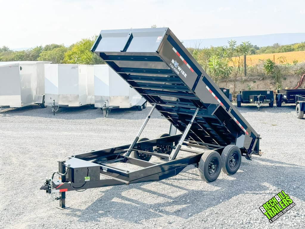 Trailer in dumping position.