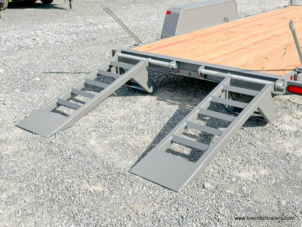 Gray ramps down for easy loading.