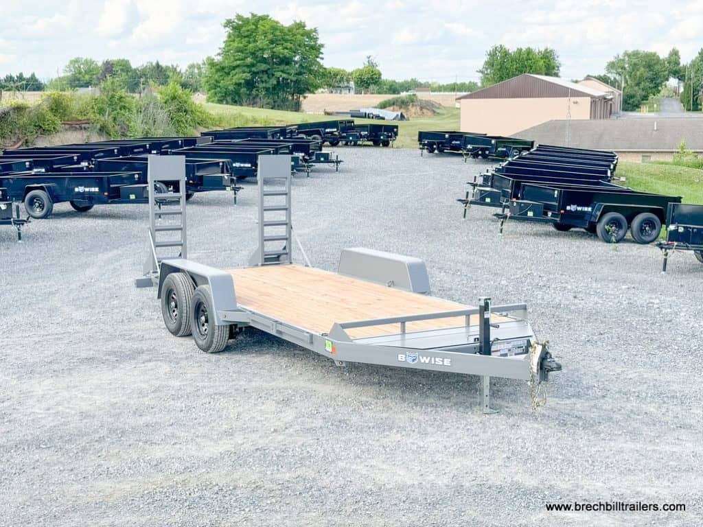 A parked Bwise EH 10K Low Pro Equipment Trailer