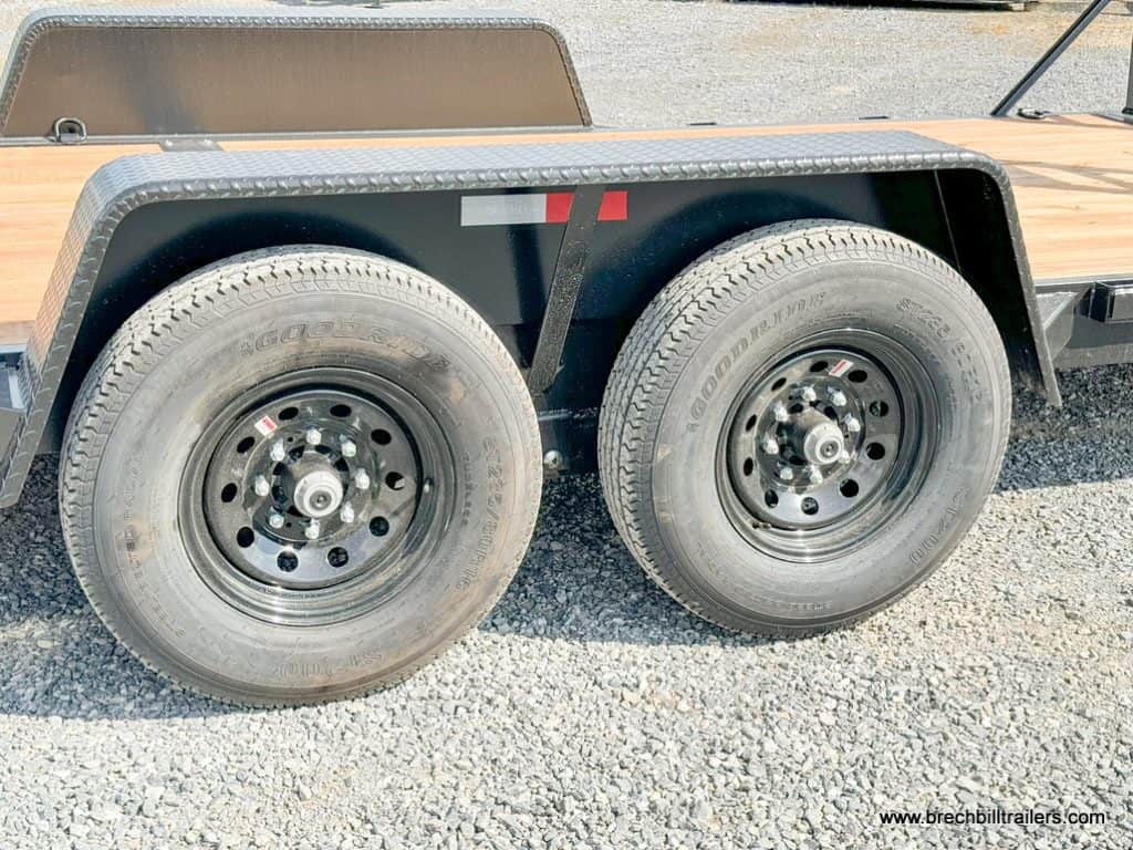 Black wheels on the trailer.