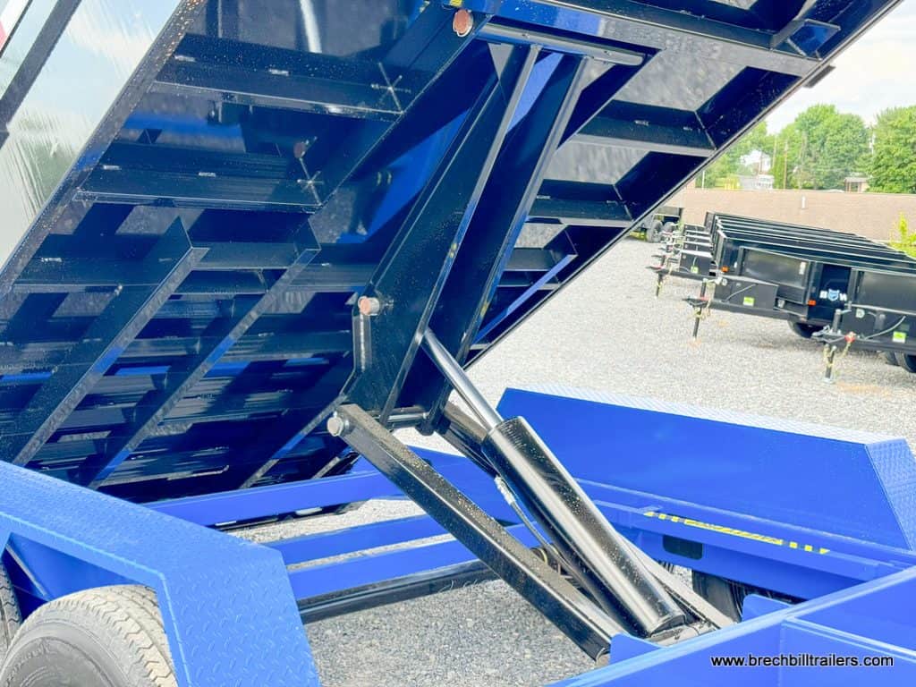 Cylinder holding the trailer in the dump position.