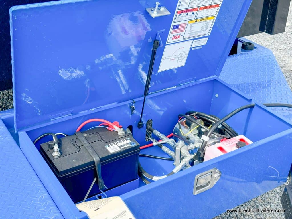 Battery box opened for display.