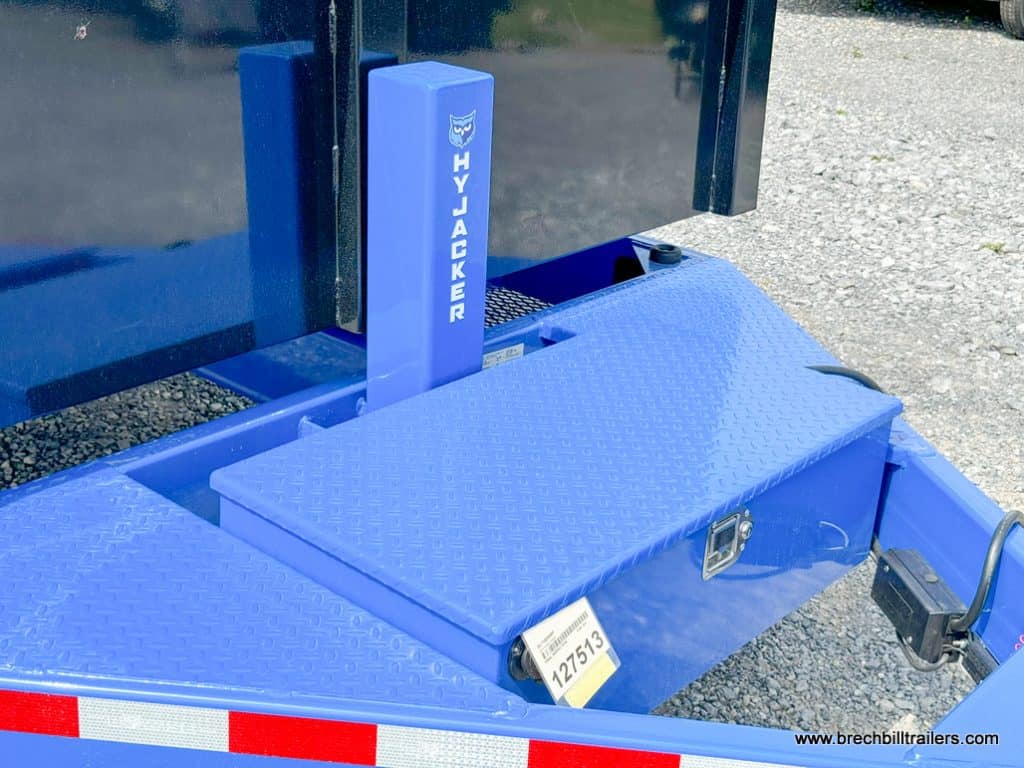 Battery box closed with close view front of trailer.