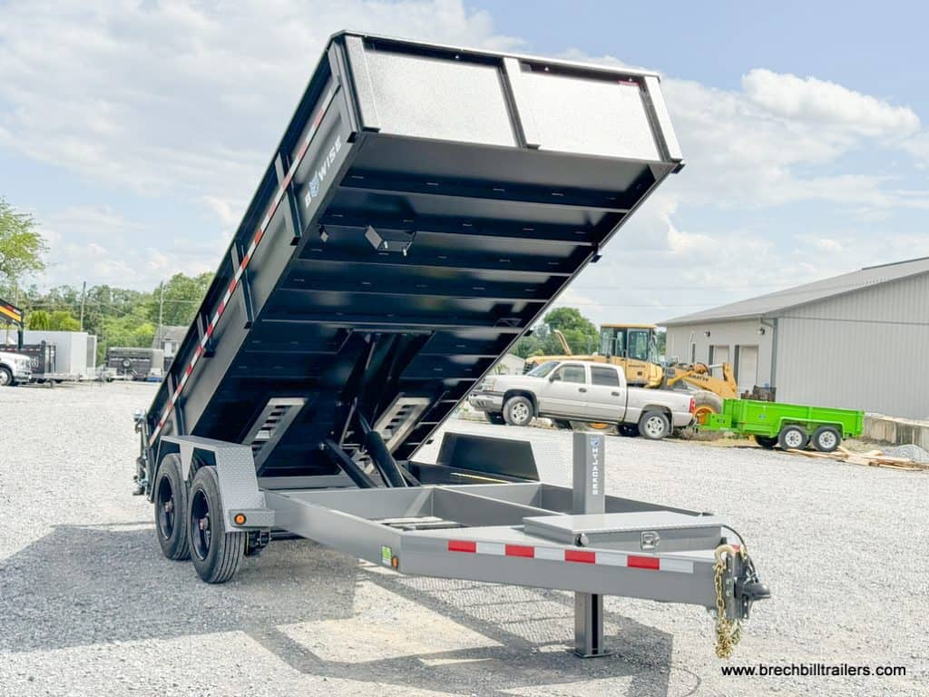 Trailer parked and in the dump position.