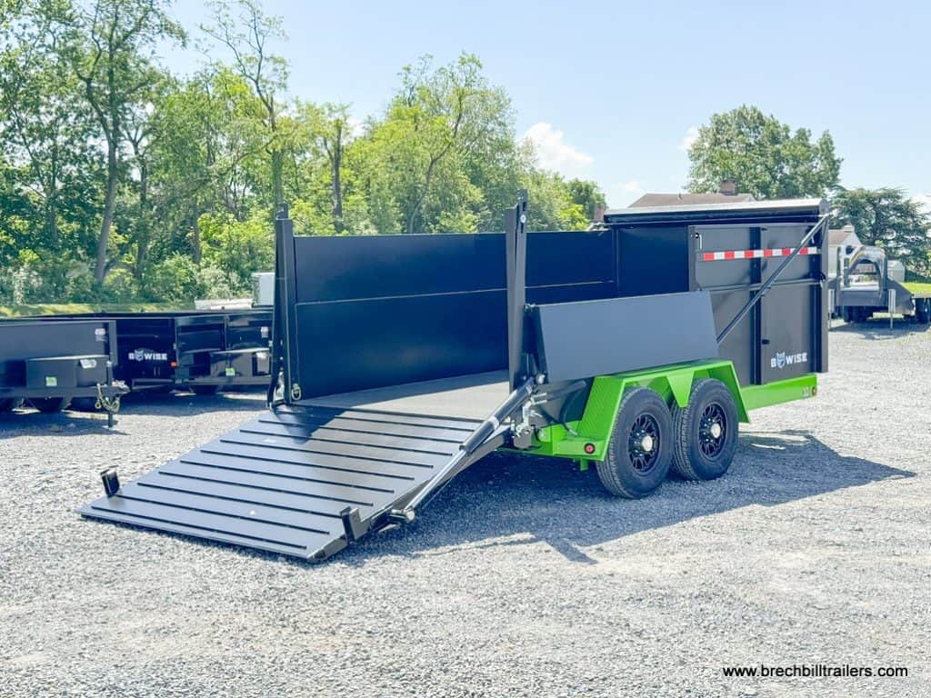 The ramp down on the Bwise DU 15.4K Ultimate Dump Trailer