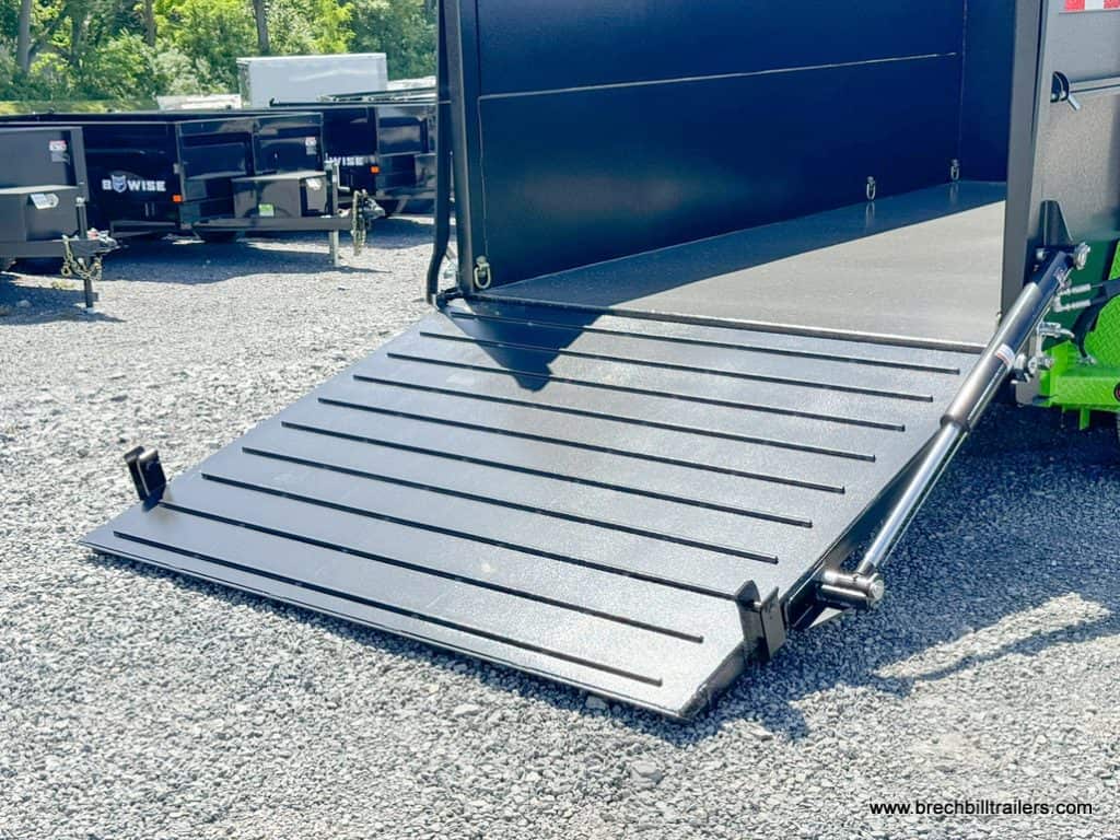 Closeup of the trailer's ramp down for demonstration.