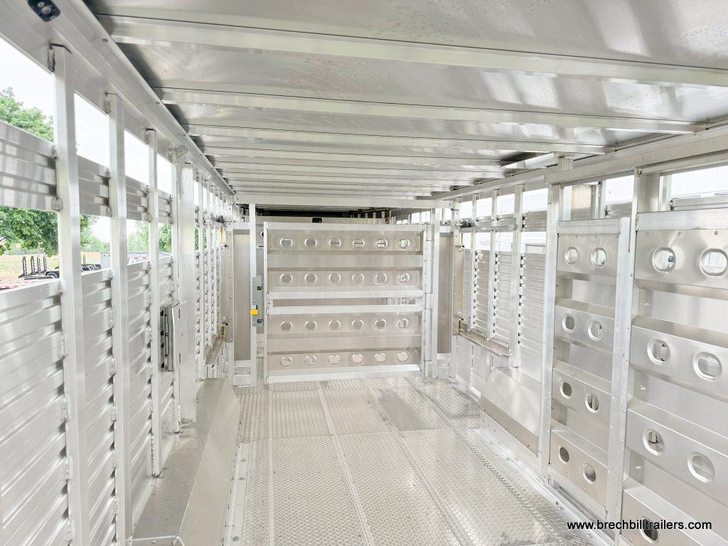Inside a EBY 19K Ruff Neck Livestock Trailer