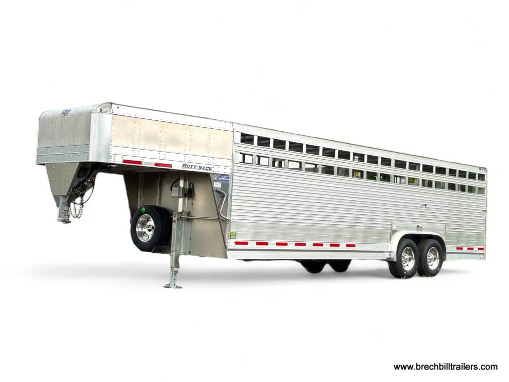 An 8x26 EBY 19K Ruff Neck Livestock Trailer
