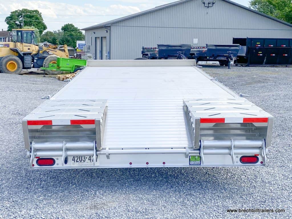Ramps put up with a view of the deck on the trailer.