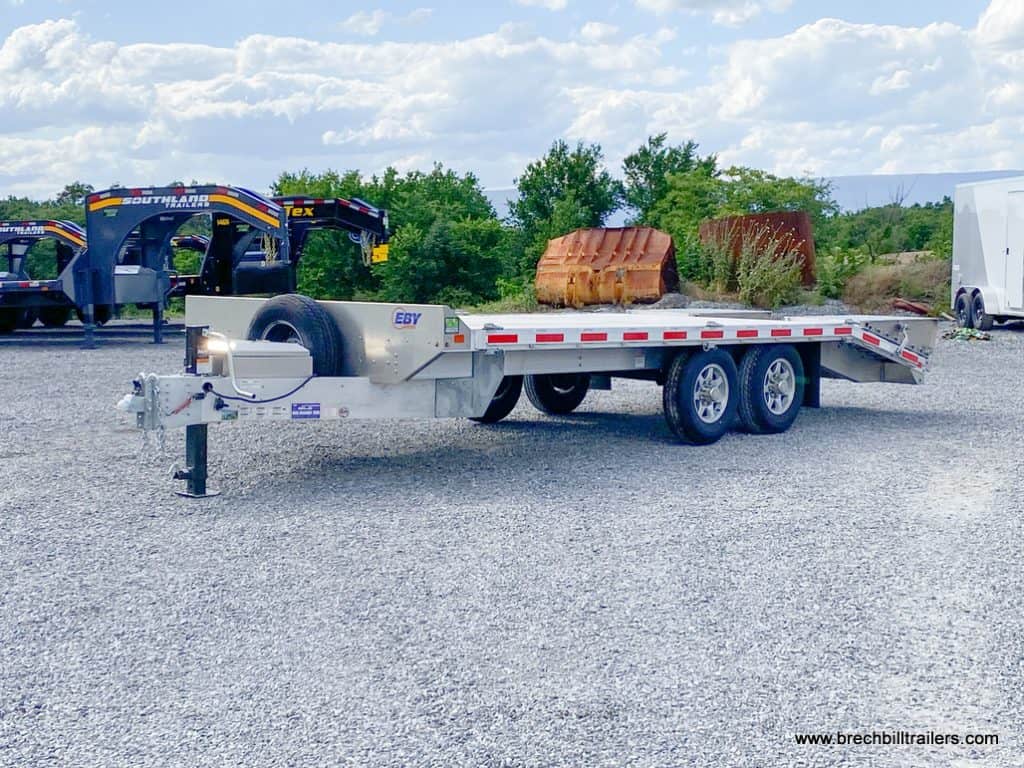Front view of the Like New EBY 14K Deck-Over Equipment Trailer