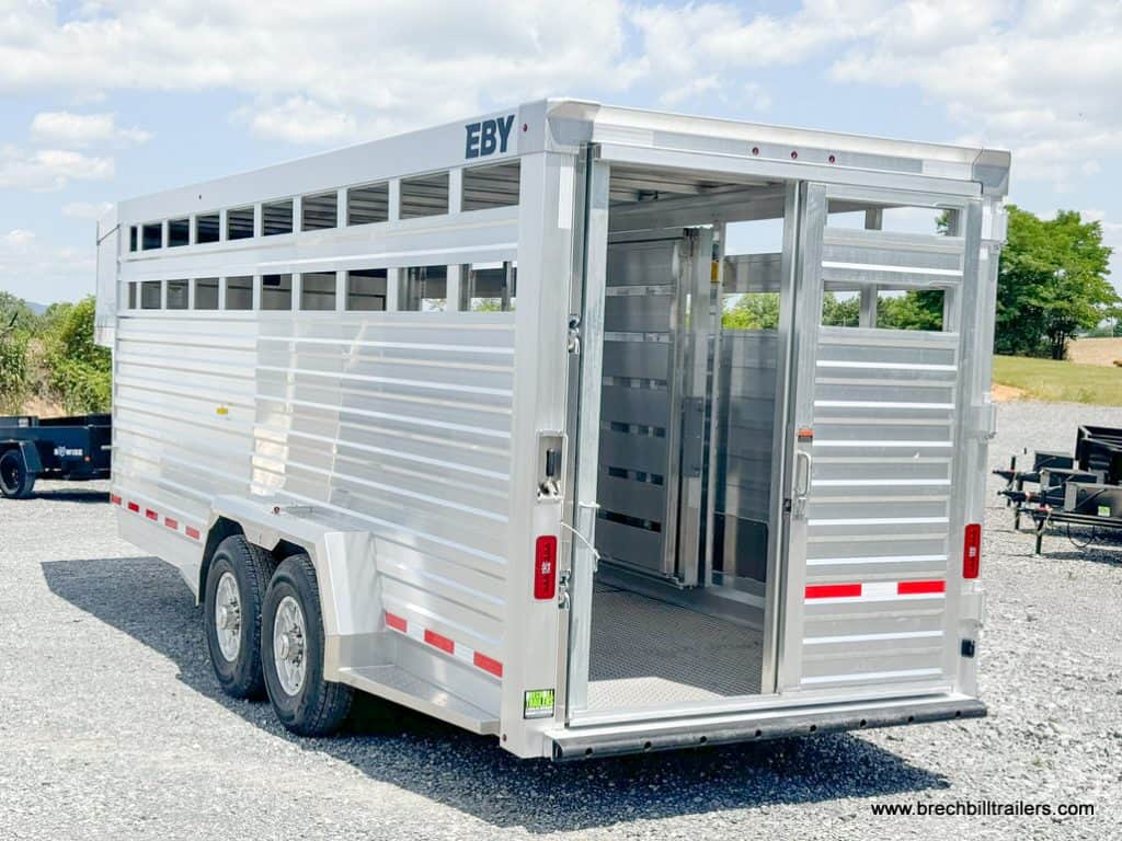 A brand new EBY 14K Maverick Gooseneck Livestock Trailer