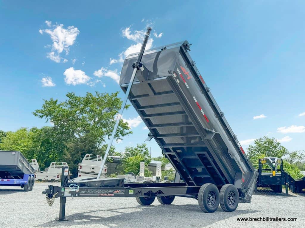 A 7x16 Horizon HD 14k Dump Trailer on display.