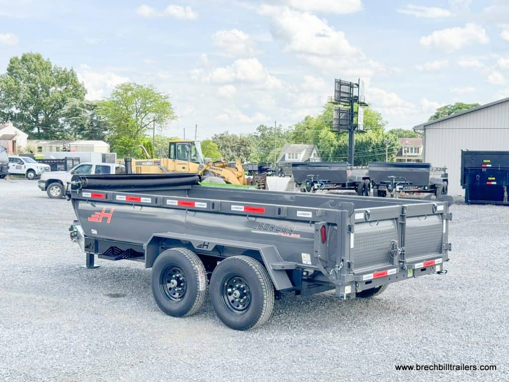 Back view of the Horizon HD 14k Dump Trailer