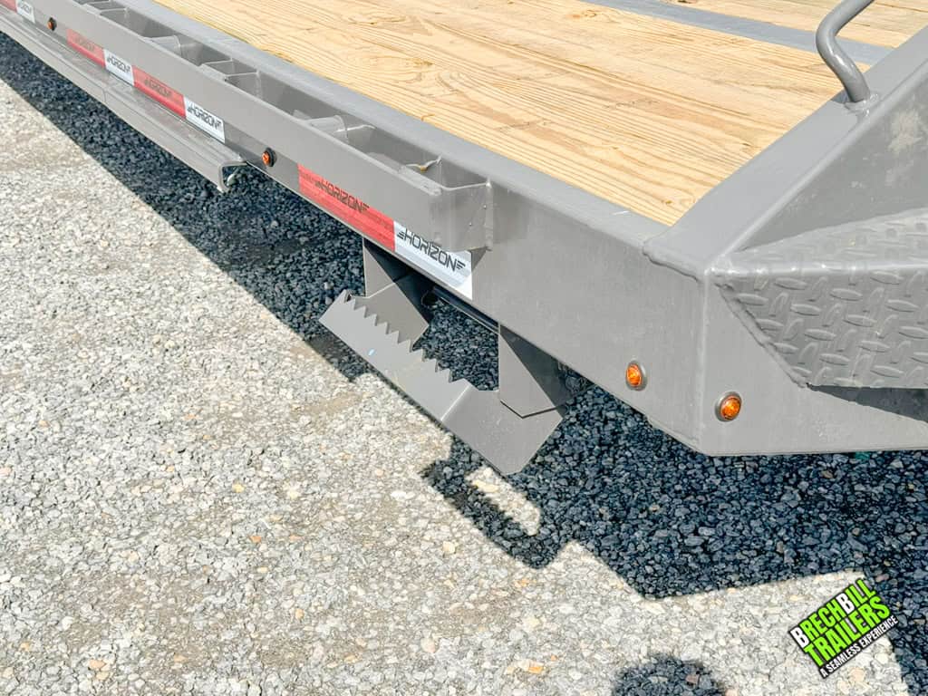 Horizon trailer in gray with reflective tape down the sides.