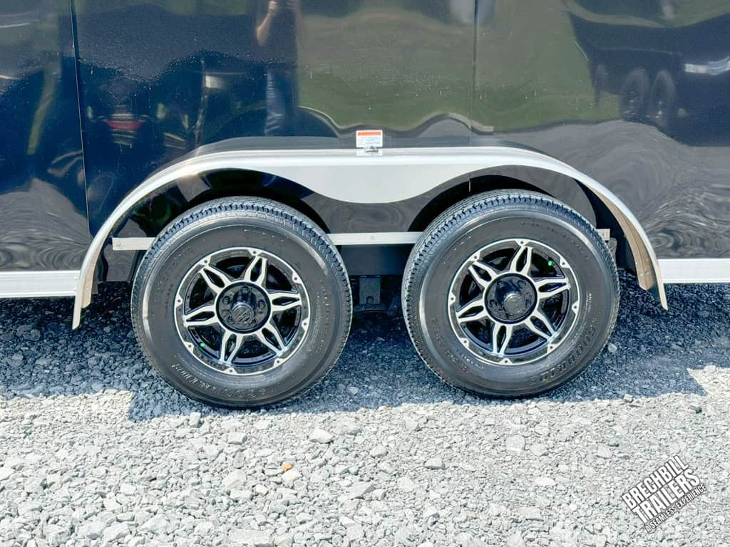 Beautiful new wheels on the RC Flat Top Wedge Enclosed Cargo Trailer