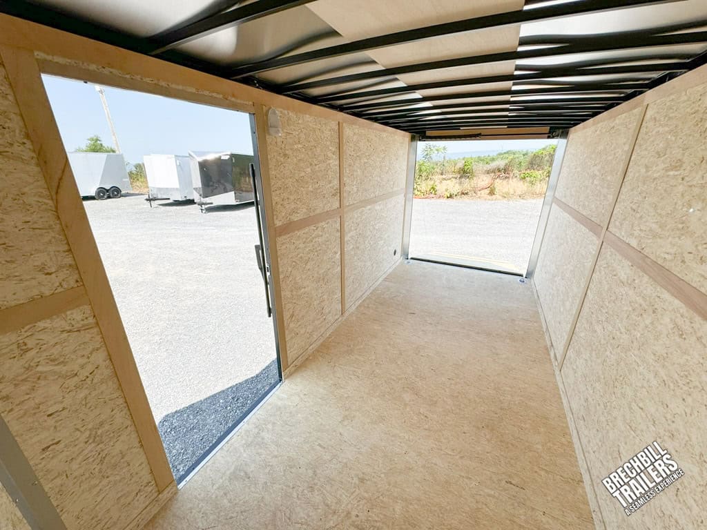 Inside the RC Flat Top Wedge Enclosed Cargo Trailer