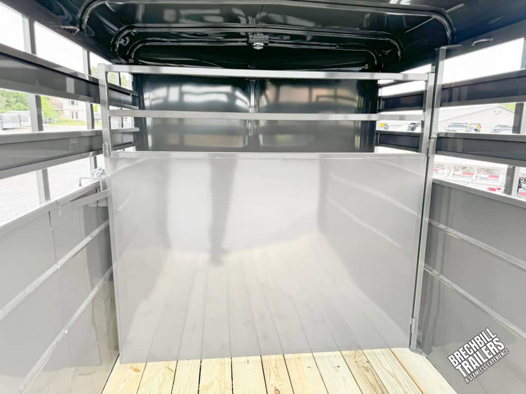 Inside a Valley 7x14 High Side Stock Trailer