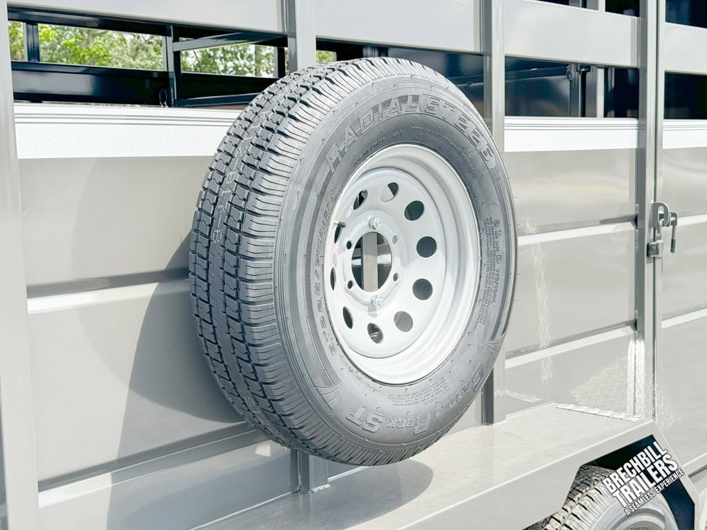 A spare wheel mounted securely.