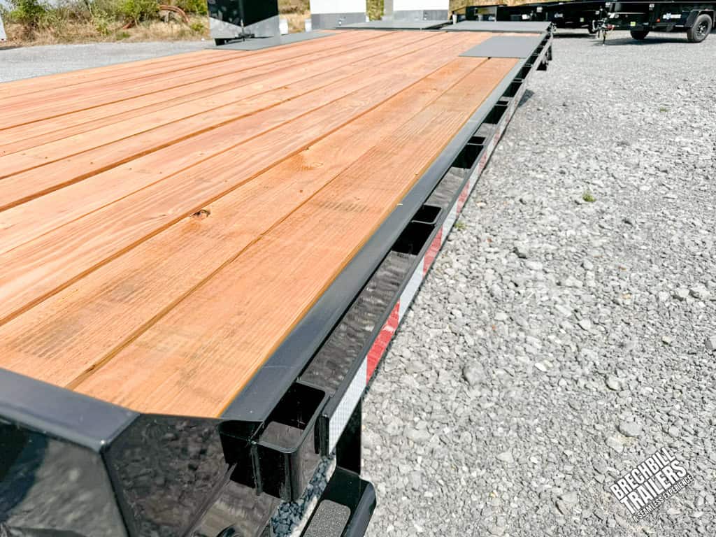 The wooden deck on the Bwise 17K HD Deck Over Equipment Trailer