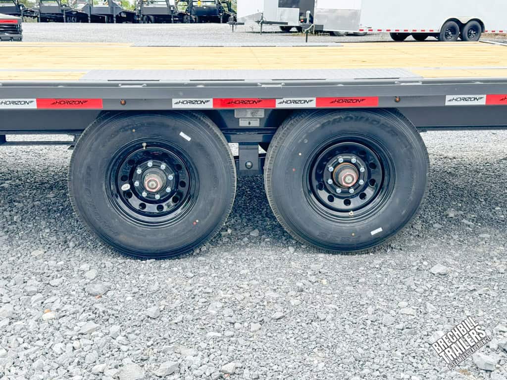Black wheels on the trailer.