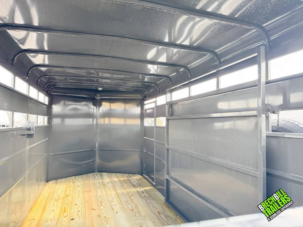 Looking inside the trailer to see the floor and walls