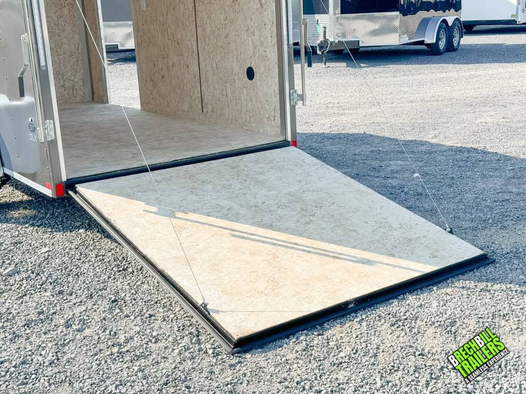 The ramp door on a Look ST DLX Enclosed Cargo Trailer