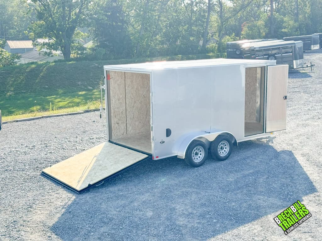 Look ST DLX Enclosed Cargo Trailer with doors open for previewing the inside