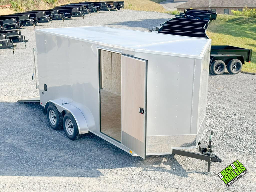 A brand new 7x14 Look ST DLX Enclosed Cargo Trailer