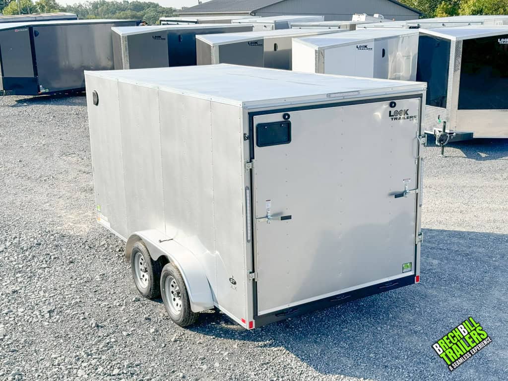 14ft Look ST DLX Enclosed Cargo Trailer with the back door closed
