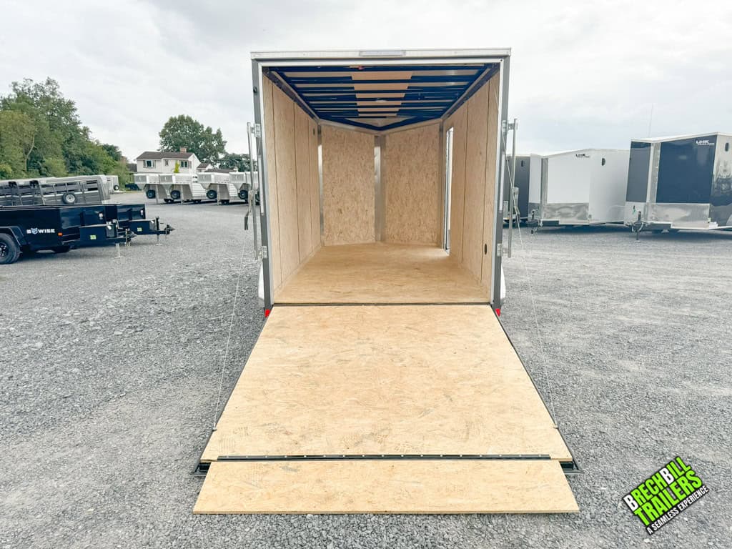 Looking into the 7x14 Look Element Enclosed Cargo Trailer