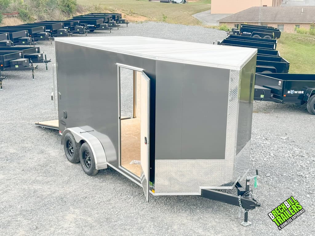 Front view with doors open on the Look Element Enclosed Cargo Trailer