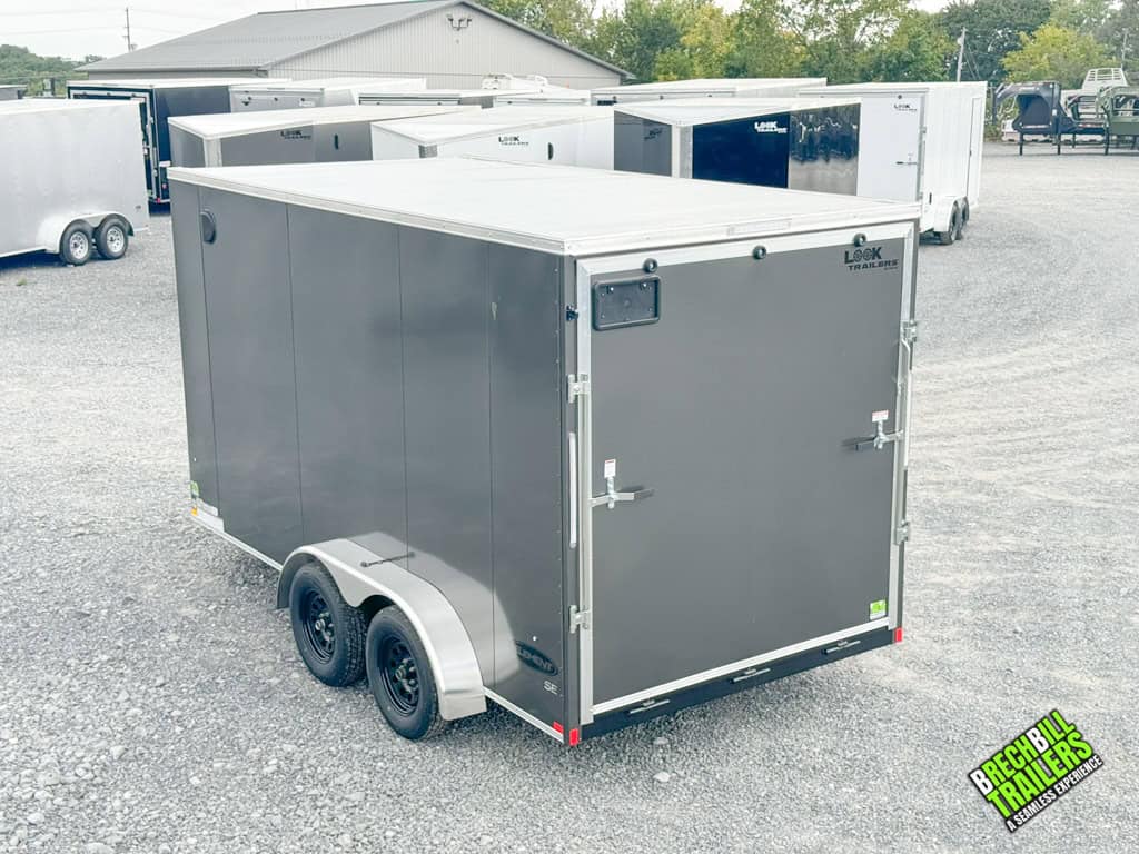 Look Element Enclosed Cargo Trailer in charcoal with 6-in extra height