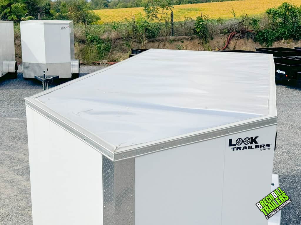 The aluminum roof on a Look Element Enclosed Cargo Trailer.