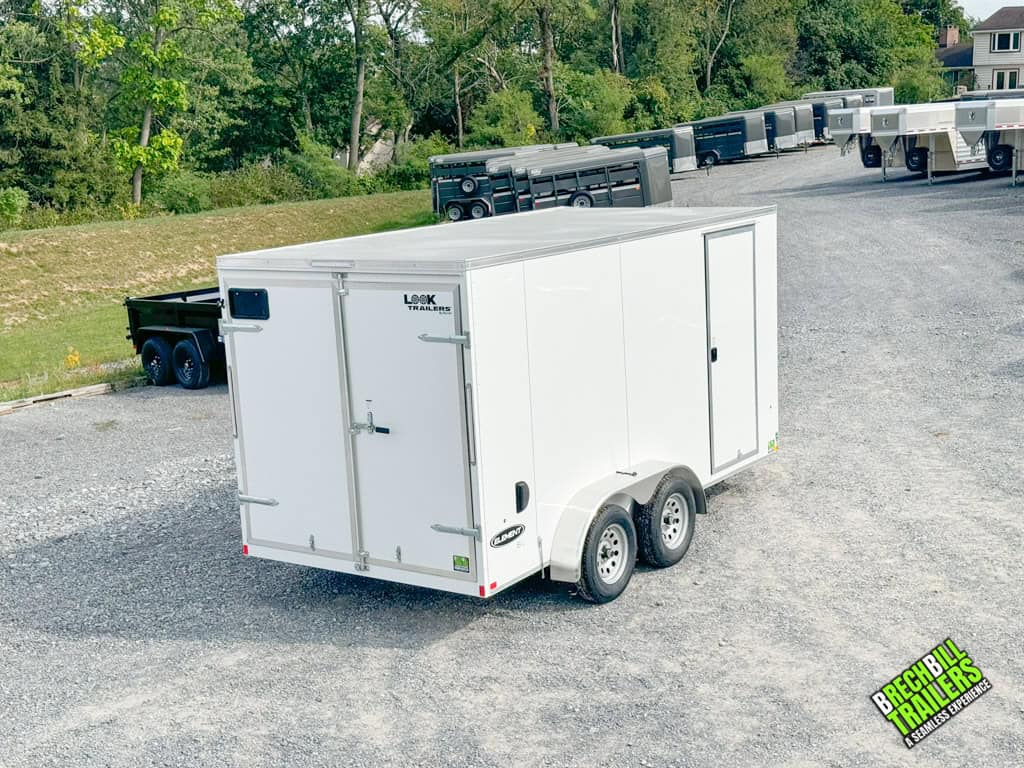 Brechbill Trailers lot with a LOOK element enclosed trailer for sale.