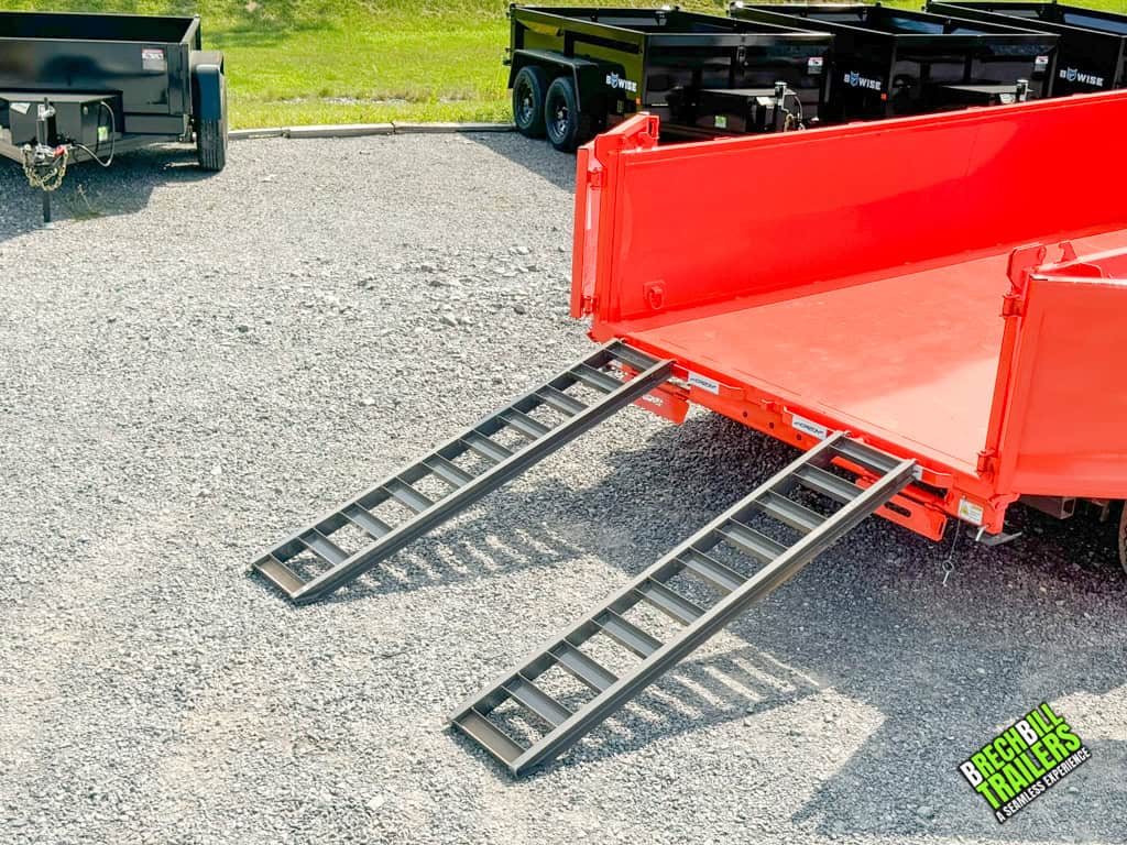 Ramps down on a new Horizon 14k Heavy Duty Dump Trailer