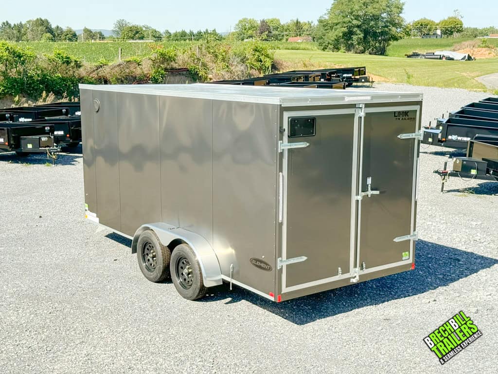 A new charcoal black Look Element Enclosed Cargo Trailer for sale.