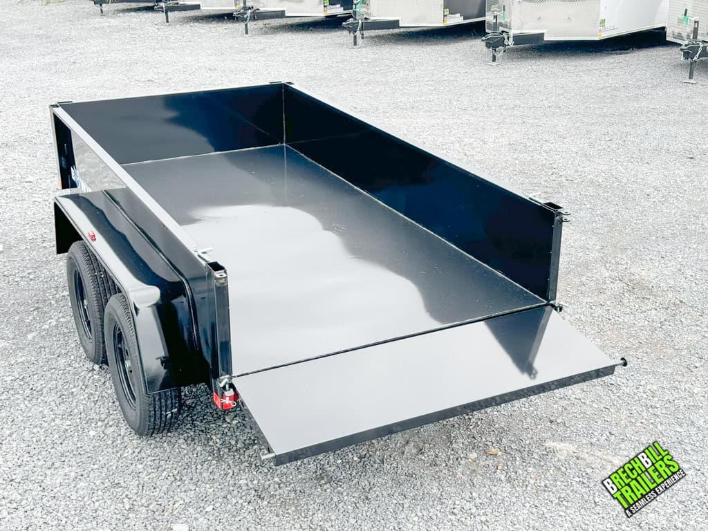 A new black Bwise 5x10 Small Dump Trailer