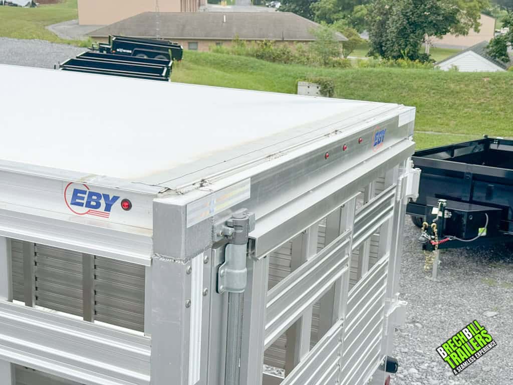 Roof on a 2024 Model EBY Maverick Livestock Trailer