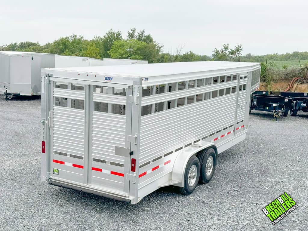 Looking down the side of a 2024 Model EBY Maverick Livestock Trailer