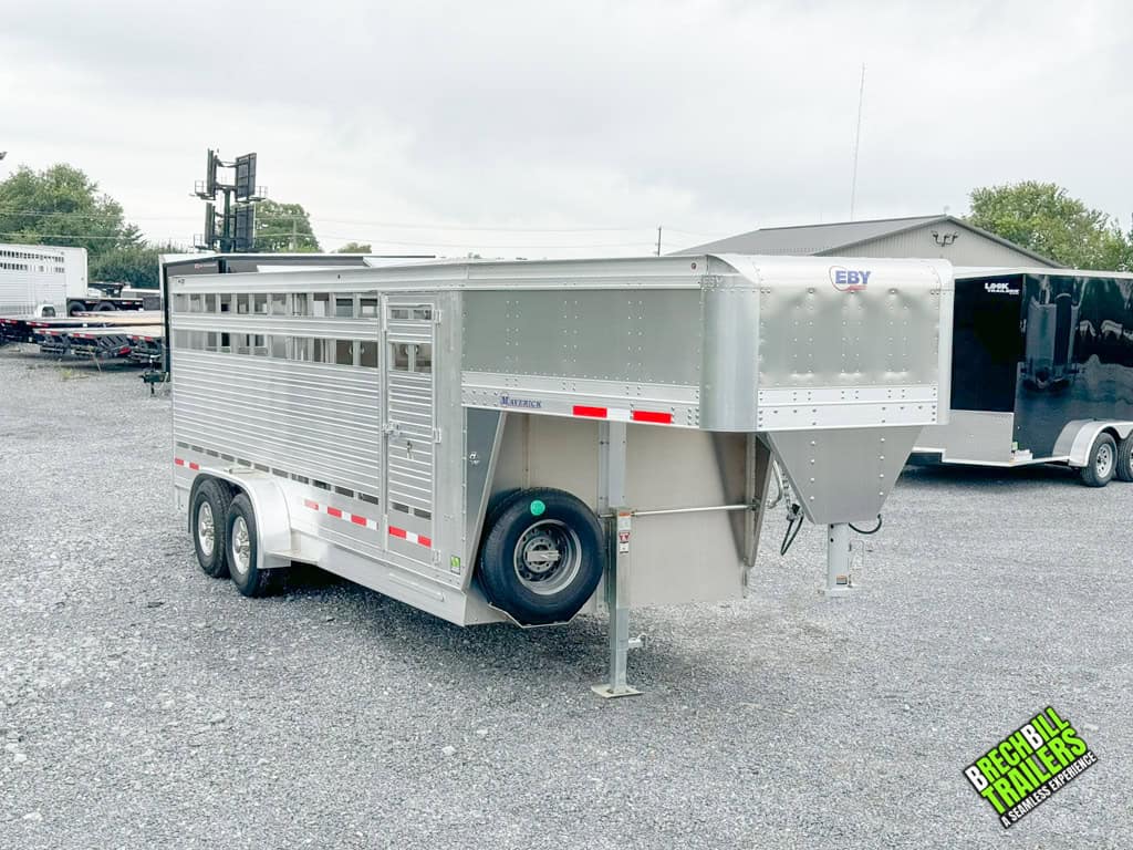 Front gooseneck area of the 2024 Model EBY Maverick Livestock Trailer